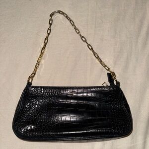 ALDO Black Croc-Embossed Shoulder Bag